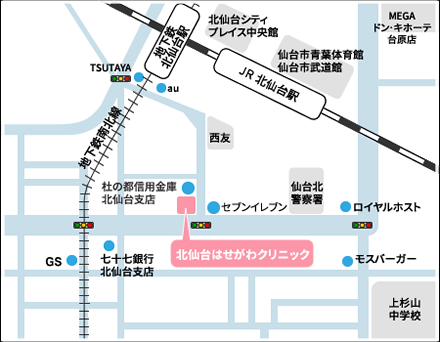 北仙台はせがわクリニックまでの地図